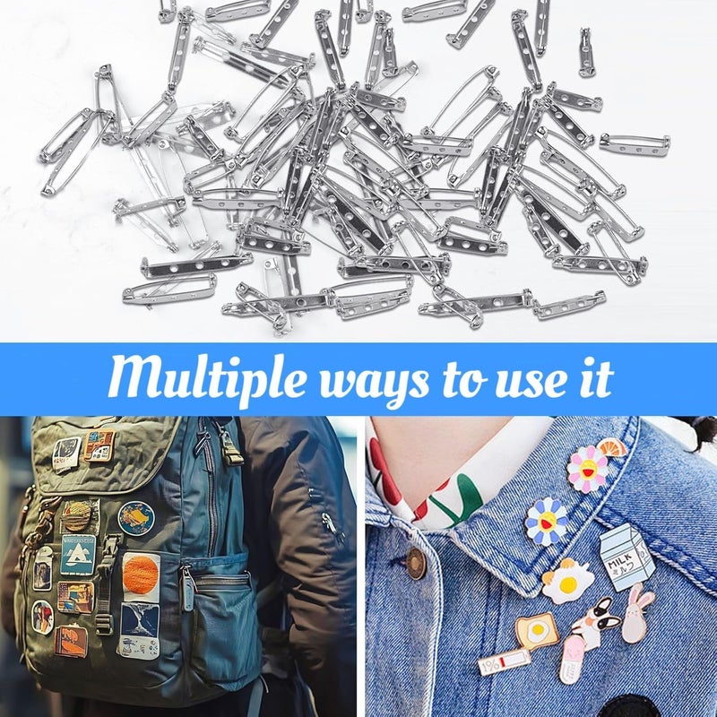 Pretwad 120pcs Brooch Pin Backs Kit - 4 Sizes Silver Bar Pins & Clasp Backings for Jewelry Making, Badges, Crafts, Name Tags and DIY Accessories - Image 3